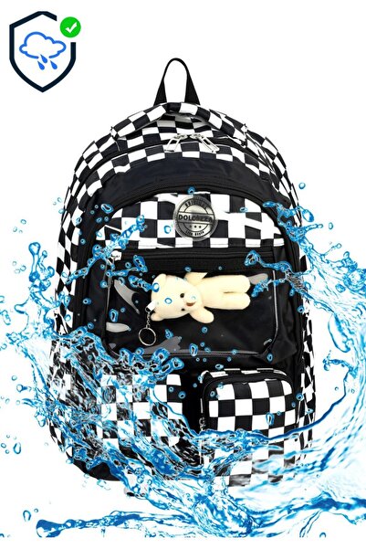 miço kids Water Resistant Checkerboard Pattern Plush Teddy Bear Charm Ergonom...