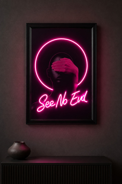 See No Evil Neon Led Tablo – Pembe Işıklı Modern Dekoratif Tablo