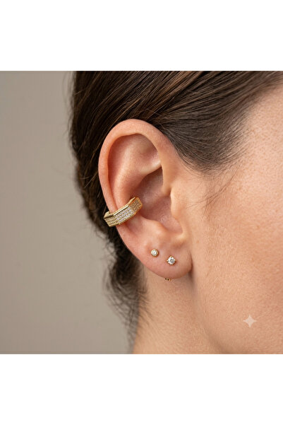 Nazellaa No-Piercing Stone Gold Color Earcuff Cartilage Earring (1 Pc)
