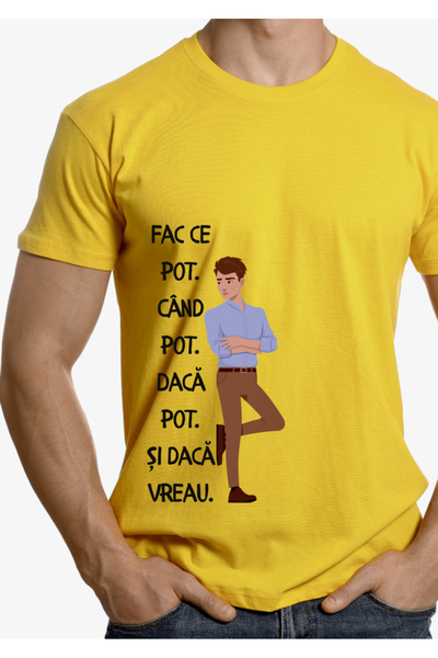 ROLY Tricou, galben - imprimeu DTF colorat, unisex S