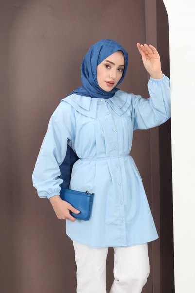 moda periy تونيك أزرق للأطفال مع ياقة