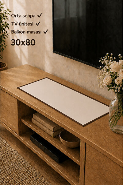 ŞAH TEXTILE DESIGN غطاء طاولة قهوة من الكتان المغسول عالي الجودة مقاس 30x80 ب...