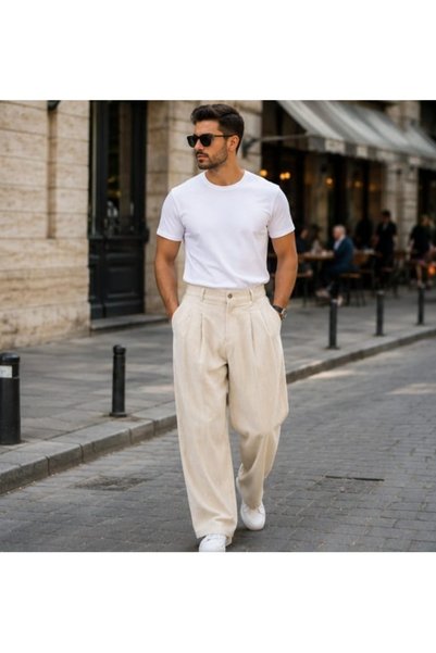 Karaca Butik ERKEK BAGGY PİLELİ FİTİLLİ KADİFE KUMAŞ PANTALON