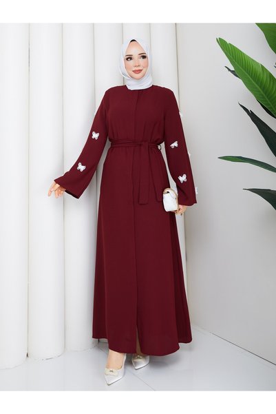 moda periy فستان سونا باللون الأحمر الداكن