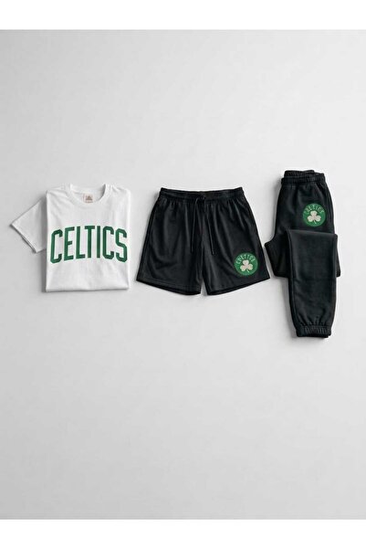 MODA 3'lü Takım Celtic Baskılı Ünisex Şort.T-Shirt,Eşofman