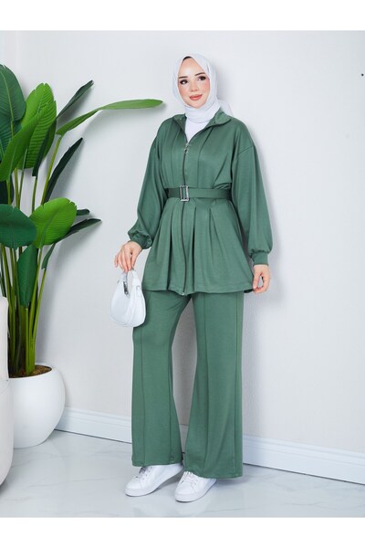 moda periy KEMERLİ FERMUARLI LOYŞO TAKIM HAKİ