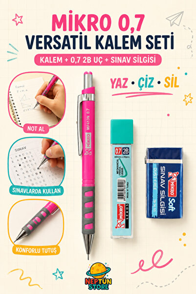 neptünstore Mikro Mp413N 0.7 mm Versatil Pencil Set – 2B Pencil Lead and Exam...