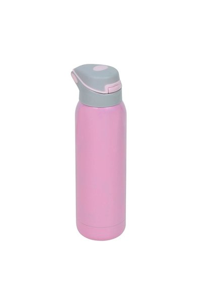OEM Sticlă izotermă Roz cu Pai 500 ml pentru copii
