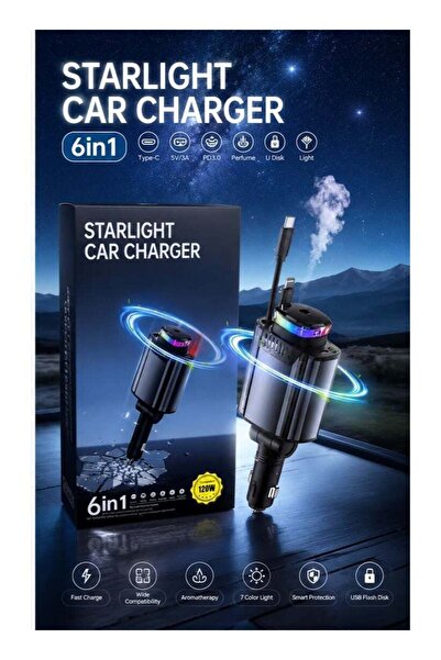 Generic Starlight 6-in-1 120W Car Charger with PD 3.0 Fast Charging, Perfume ...