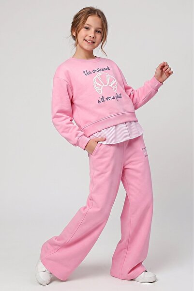 Dmb Girl's Printed Sweatshirt and Wide-Leg Sweatpants Set