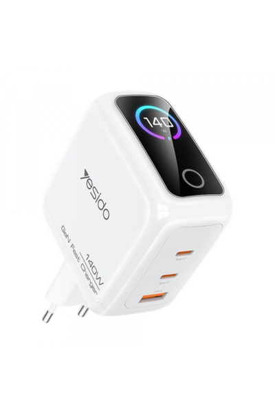 Yesido Incarcator Retea YC114 Display, 140W, 5A, 1 x USB-A - 2 x USB-C, Alb