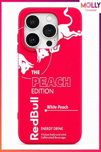 Molly iPhone 14 PRO İçin Neon Pembe Redbull The Peach Edition Desenli İçi Kad...