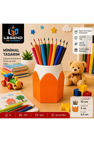 Legend 3D Market Kurşun Kalem Tasarımlı Renkli Masaüstü Düzenleyici 3D Baskı ...