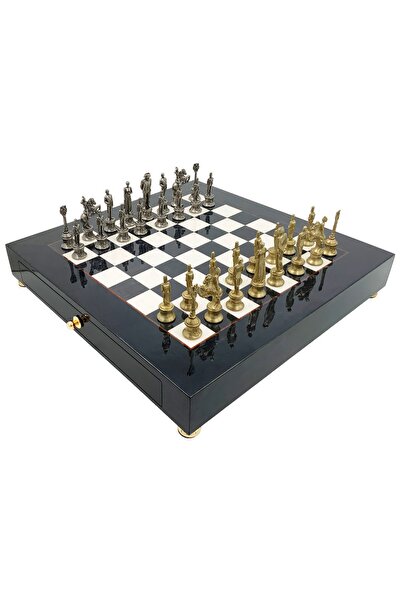 İTALFAMA Set de șah de lux: Colecția Napoleone – Figurine metalice și tablă d...