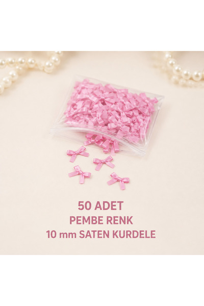 Doğasüs Fiyonk Hazır Saten Kurdele 10 mm 50 Adet Balon Süsleme Nikah Şekeri S...