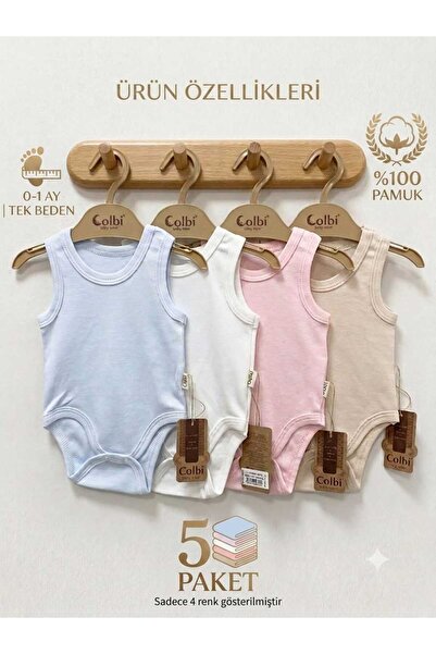 Organik Pamuk Bebek Atlet Badi 5'li