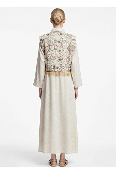 Rokon Dana Elegant Robe with Gold Tassels from Front to Back