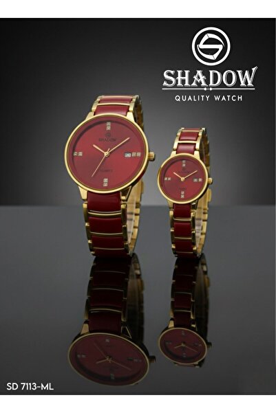 SHADOW طقم ساعات يد تناظرية للزوجين - ساعات أنيقة متطابقة مع نافذة التاريخ وت...