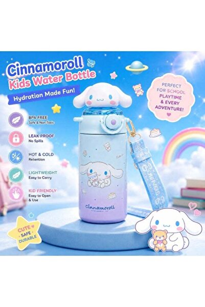 Cınnamoroll Kids Stainless Steel Insulated Water Bottle with Straw & Shoulder...