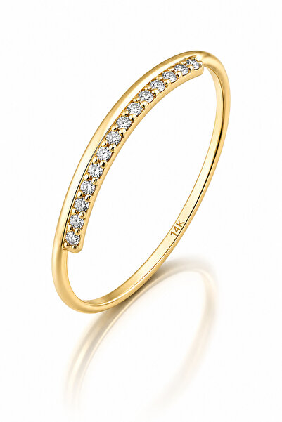 KAIROS JEWELRY 14 Ayar Altın Zarif Günlük Işıltı Yüzük