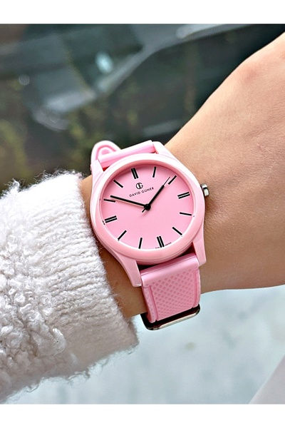 DAVID GUNER Special Design Pink Color 3 Atm Miyota Movement Soft Touch Silicone Cord Unisex Wristwatch 8688Dg