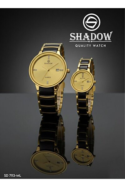 SHADOW طقم ساعات يد تناظرية للزوجين - ساعات أنيقة متطابقة مع نافذة التاريخ وت...