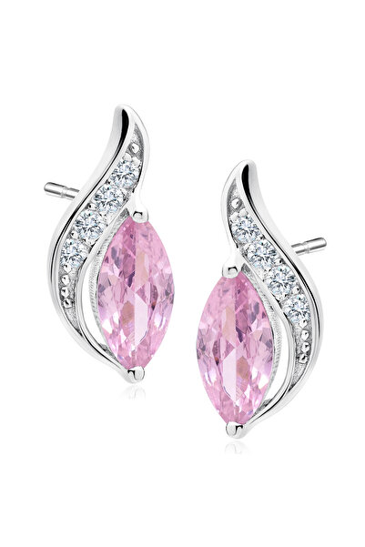 MANAVA Silver earrings with zircons - Marquise