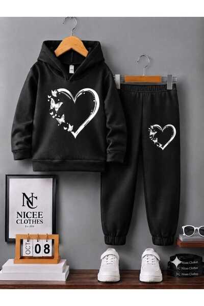 NC Nicee Clothes Children's Tracksuit Set Unisex (White Butterfly Heart Print...
