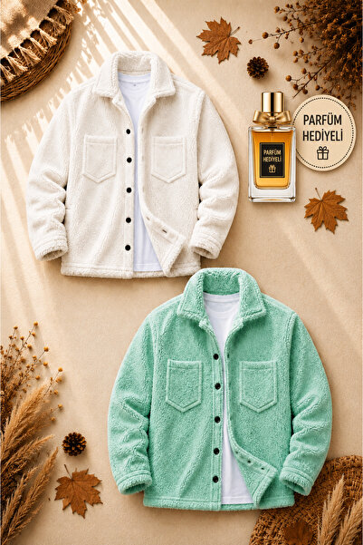 legends butik 2 Pcs Unisex Plush Jacket Set + 100 ml Perfume Winter Thick Tex...