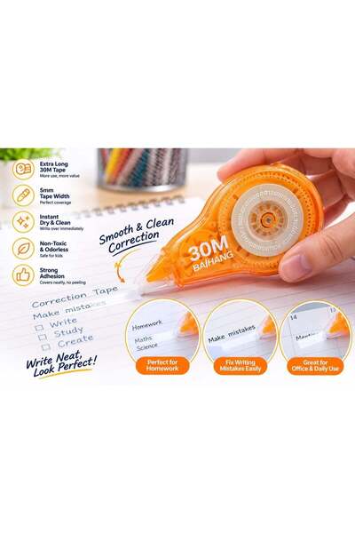 Generic BAIHANG 30M Correction Tape | 5mm Instant Dry Correction Roller | Smo...