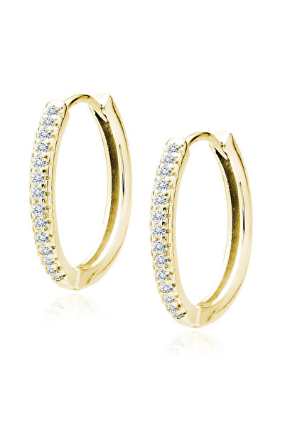 MANAVA Silver earrings with zircons - Oval