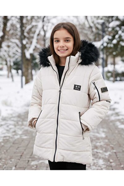 LCW STEPS Faux Fur Collar Hooded Pocket Coat