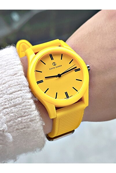 DAVID GUNER Special Design Yellow Color 3 Atm Miyota Movement Soft Touch Sili...