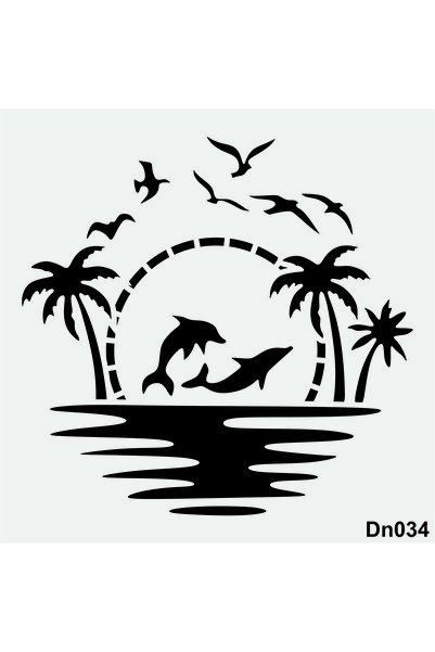STENCİLTASARIM Stencil Tasarım DN034 Deniz Temalı Duvar, Ahşap,kumaş Boyama Şablonları, Desen Aktarma Kalıbı