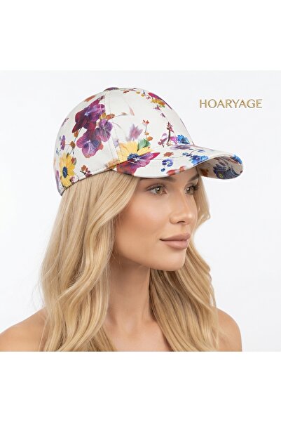 hoaryage Unisex Custom Made Floral Pattern Genuine Lambskin Baseball Cap