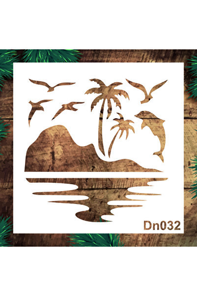 STENCİLTASARIM Stencil Tasarım DN032 Deniz Temalı Duvar, Ahşap,kumaş Boyama Şablonları, Desen Aktarma Kalıbı