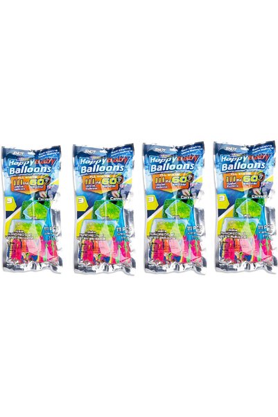 Happy Baby 4 Pack of Self-Sealing Water Balloons (444 Water Balloons) Instant Balloons Easy Quick Fill Balloons with in 60 Second Splash Fun Rapid-Filling for Kids and Adults Party (Multicolored 12s)