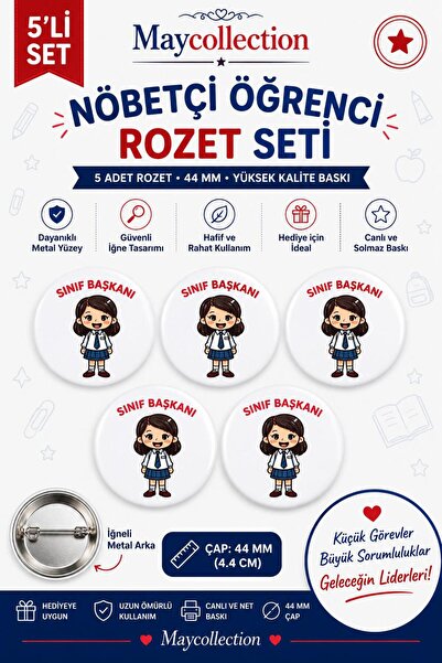 maycollection Sınıf Başkanı Kız Öğrenci Okul Rozet Seti Ceket-Çanta-Kalemlik ...