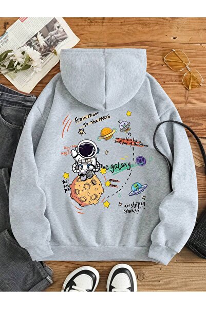 Mythologie Galaxy Airstrip Thick Winter Sweatshirt - Gray Printed Oversized H...