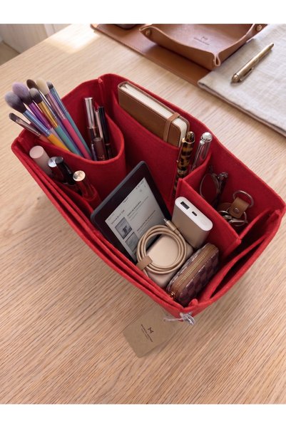 MARJİNAL W CLUB Kare Ic Cepli Canta Ici Organizer Red Color 28 X 15 X 12 Dimensions (Length X Height X Width)