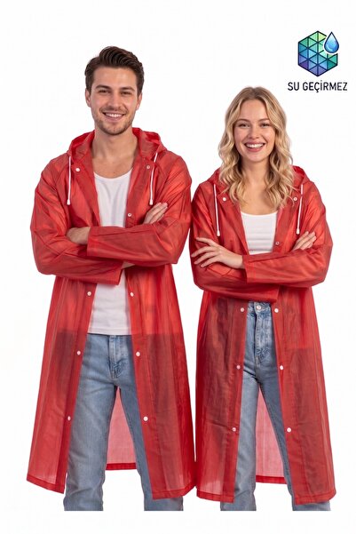 İMEXTECH Unisex Red Eva Fabric Water and Windproof Raincoat