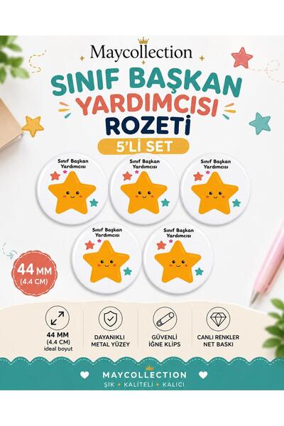 maycollection Sınıf Başkan Yardımcısı Öğrenci Okul Rozet Seti Ceket-Çanta-Kal...