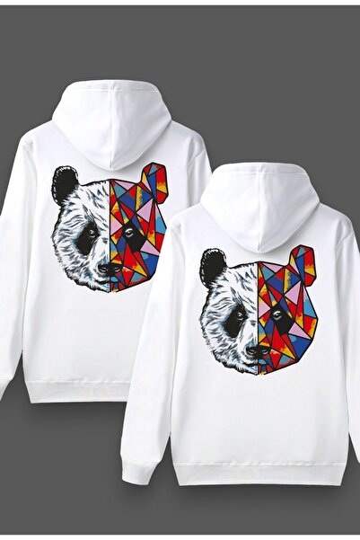 Mythologie 2-Piece Panda Lover Combination Sweatshirt - White Printed Oversiz...