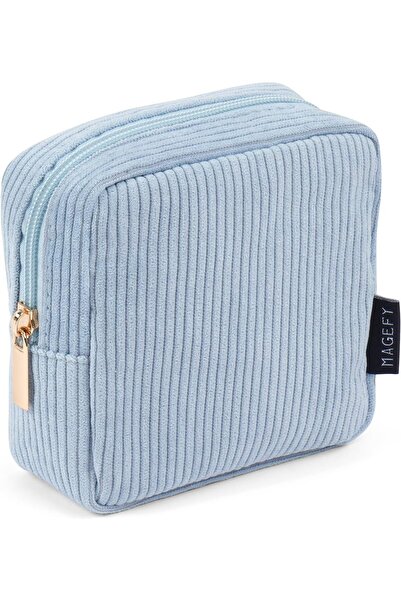 MAGEFY Makeup Bag Corduroy Small Makeup Bag Mini Pouch with Compartments for ...