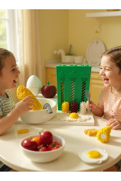 3D TASARIM Mini Mutfak – Yemek Seti(Domates -Mısır-Makarna-Yumurta)