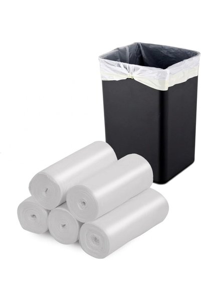 Generic 30-Piece XX-Small 5 Gallon White Flat Bin Liner Garbage Bags Bathroom & Bedroom Use, Office & Kitchen Use, Flat Bag Design, Small Waste Bin Liners, 30 Pack