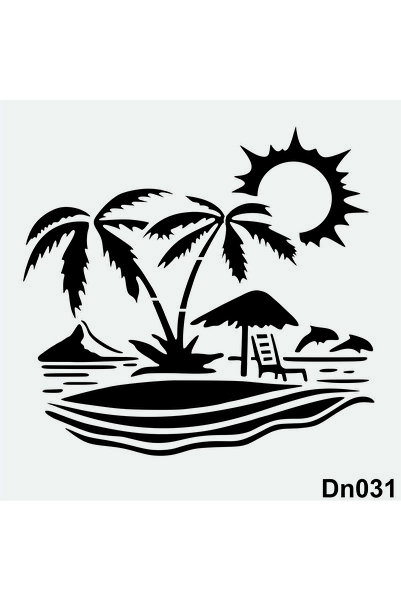 STENCİLTASARIM Stencil Tasarım DN031 Deniz Temalı Duvar, Ahşap,kumaş Boyama Şablonları, Desen Aktarma Kalıbı