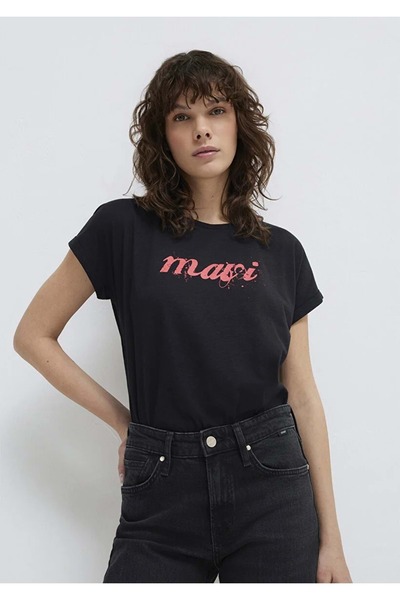 Mavi M166422 Logo Printed T-Shirt Women's T-Shirt Black