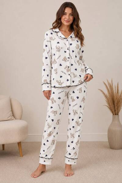 JUMALLİ Women's Bamboo Long Sleeve Shirt Pajama Set