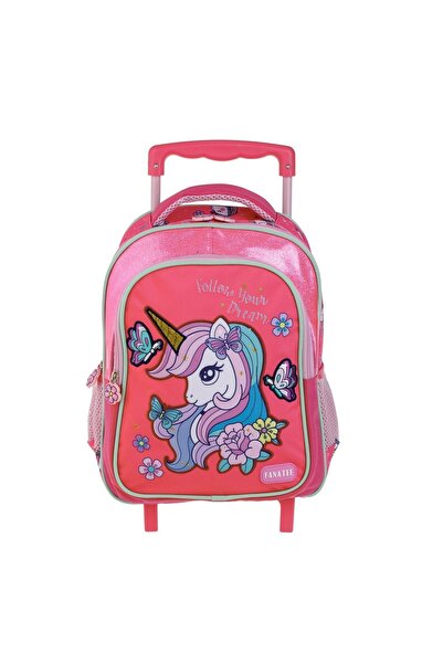 OEM Ghiozdan troler grădiniță, model unicorn, troler, roz – confort fără greu...